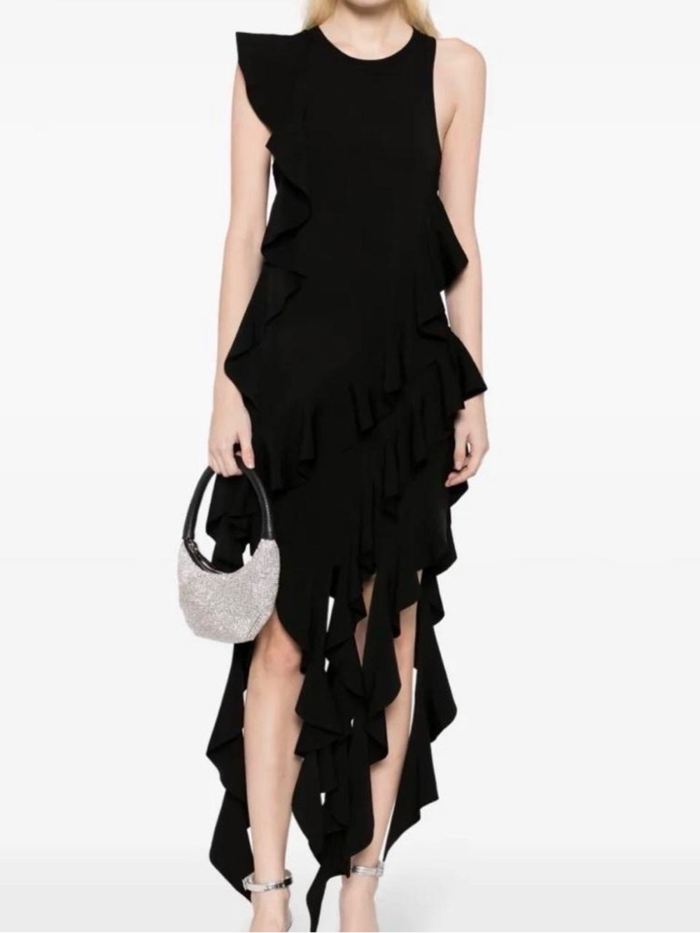 Jonathan Simkhai Wilda dress Black Ruffle-Trim Midi Dress